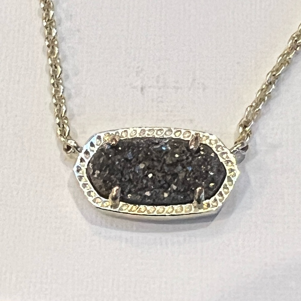 π HP π Kendra Scott Silver Pendant Drusy Necklace - Picture 7 of 9